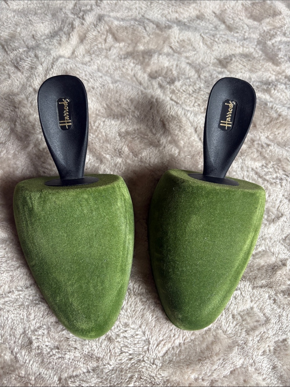 Vintage Harrods Green Velvet Shoe Shapers